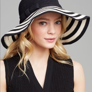 Kate Spade Stripe Floppy Sun Hat Cream & Black